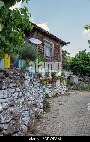 The Uçmakdere village, which is bound to the Şarköy district of Tekirdağ province in turkey. there are lots of old houses in uçmakdere village. Stock Photo