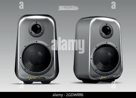 A realistic pair of speakers. Vector. Stock Vector