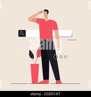 Business flat style outline vector illustration on the subject of search. Editable stroke Stock Vector