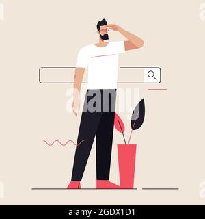 Business flat style outline vector illustration on the subject of search. Editable stroke Stock Vector
