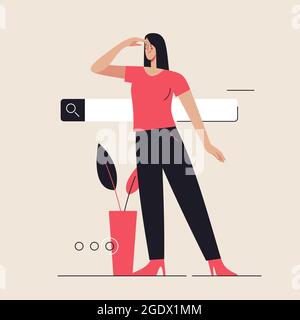 Business flat style outline vector illustration on the subject of search. Editable stroke Stock Vector
