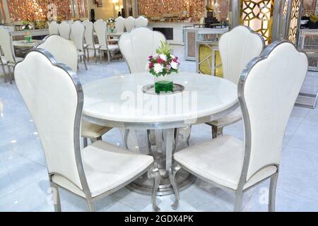Beautiful interior of banquet hall. Marriage hall interior. Big party Hall. Stock Photo