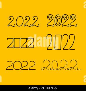New Years set lettering 2022. Element of Christmas poster, flyer, banner. Hand drawn numbers 2022. Stock Vector