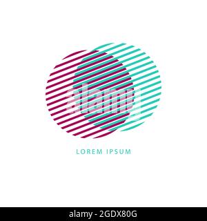 Business logo in shape of two circles. Technology icon. Modern abstract digital symbol. Networking sign. Stock Vector