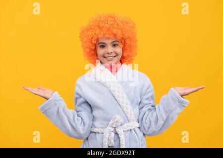 presenting product on copy space. choice. childhood happiness. birthday or pajama party Stock Photo