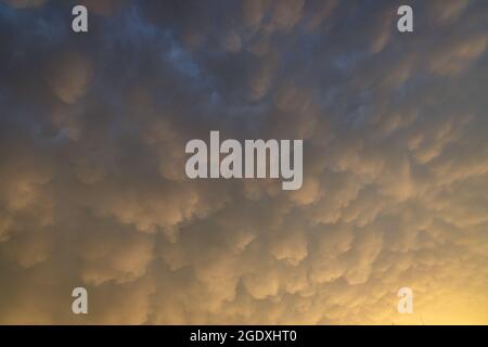 Mammatus clouds, mammatocumulus in Warsaw city, Poland Stock Photo