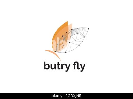 digital butter fly logo design template Stock Vector