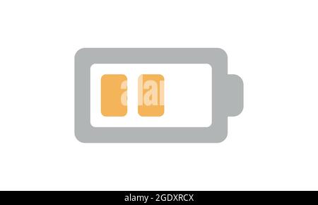 A Vector business icon with half charged battery. Icon for for annual reports, charts, presentations, workflow layout, banner, number options, step up Stock Vector