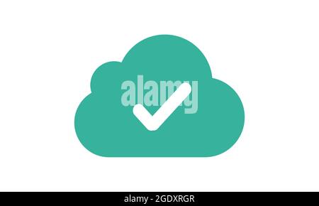Cloud storage icon. Access granted. Cloud computing check mark. Negative space. Vector isolated illustration Stock Vector