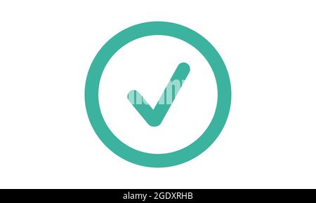 Tick icon vector symbol,  checkmark isolated on white background, checked icon or correct choice sign, check mark or checkbox pictogram Stock Vector
