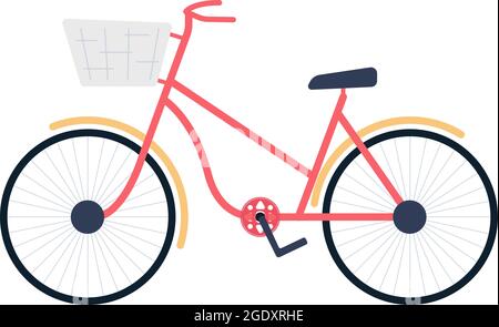 Bicycle with basket semi flat color vector object Stock Vector