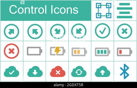Excellent control icon set for designers in the design of all kinds of works. Beautiful and modern icon which can be used in many purposes Stock Vector