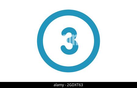 Number symbol 3, Flat icon vector illustration. Stock Vector