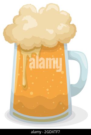 Premium Vector  Delicious cold beer with a lot froth served in a glass mug  or tankard in cartoon style