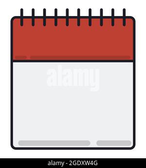 Template of an empty calendar and spirals in flat style with outlines. Stock Vector