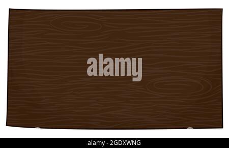 Isolated rectangular sign with wooden texture in cartoon style and outline. Stock Vector