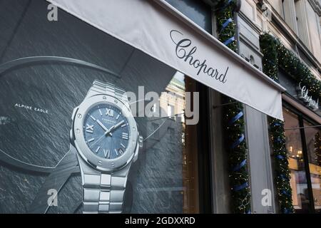 ZURICH, SWITZERLAND - NOVEMBER 30, 2019: Chopard luxury watch store window in Zurich Stock Photo