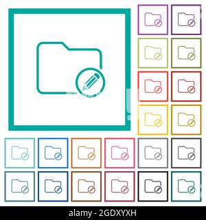 Edit directory flat color icons with quadrant frames on white background Stock Vector