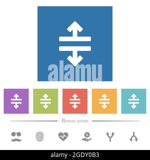 Horizontal split flat white icons in square backgrounds. 6 bonus icons included. Stock Vector