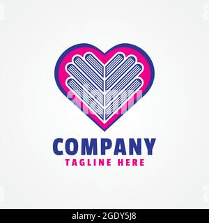 Book Lovers logo for reading enthusiast community, publisher company or etc. Pile of books in the shape of a heart can also be interpreted as a love s Stock Vector