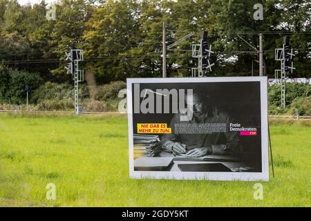 huerth, NRW, Germany, 08 15 2021, election posters for the federal election 2021, FDP