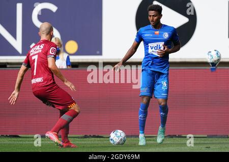 Gent Belgium August 15 Yonas Malede Of Kaa Gent Controlls The Ball During The Jupiler Pro League Match Between Kaa Gent And Kv Mechelen At Ghelamco Arena On August 15 21
