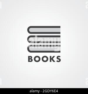 Minimal book stack logo for bookstores, libraries, publishers, reader communities, encyclopedias and etc. Vector design illustration. Stock Vector