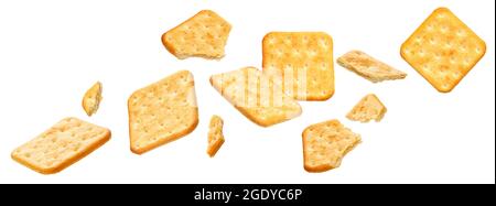 Falling crackers isolated on white background Stock Photo