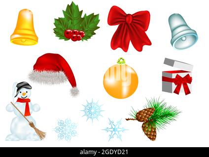 set of christmas decoration isolated on white background Stock Vector