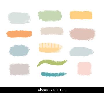 Vector set of hand drawn brush strokes, stains for backdrops. Monochrome design elements set. Stock Vector