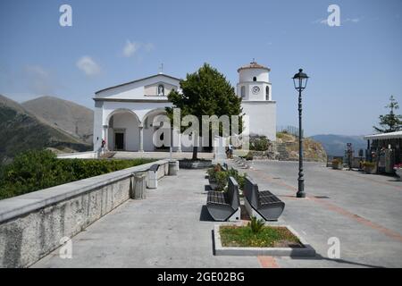 The staircase leading to the church dedicated to Jesus Christ in Maratea, a medieval village in the Basilicata region, Italy. Stock Photo