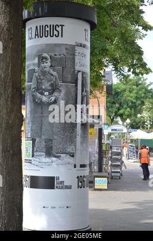 60th anniversary of Berlin Wall construction - Baseler Strasse, Lichterfelde, borough of Steglitz-Zehlendorf, Berlin, Germany - August 15, 2021. Stock Photo