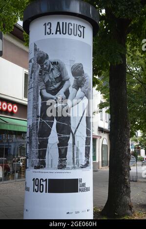 60th anniversary of Berlin Wall construction - Baseler Strasse, Lichterfelde, borough of Steglitz-Zehlendorf, Berlin, Germany - August 15, 2021. Stock Photo