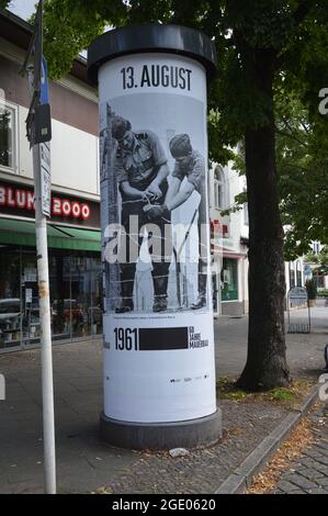 60th anniversary of Berlin Wall construction - Baseler Strasse, Lichterfelde, borough of Steglitz-Zehlendorf, Berlin, Germany - August 15, 2021. Stock Photo