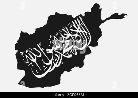 Taliban flag on afghanistan map.  Stock Vector