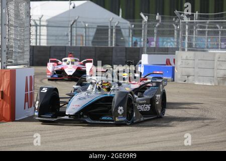 08/15/2021, Berlin, Germany, Stoffel Vandoorne (Mercedes-Benz EQ)  at the race. Norman Nato from the ROKiT Venturi Racing team wins the final race of Formula E 2021 in Berlin. Oliver Rowland from Team Nissan-e.dams wins second place and Stoffel Vandoorne from Team Mercedes-Benz EQ wins third place. The BMW i Berlin E-Prix presented by CBMM Niobium is the finale of the 2020/21 season in Berlin with a double race. Stock Photo