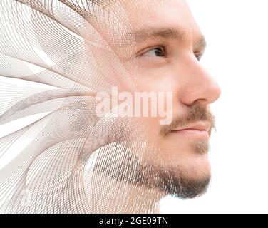 Computer graphics and portrait of a young man Stock Photo