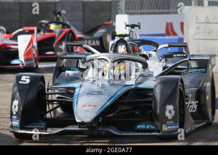 08/15/2021, Berlin, Germany, Stoffel Vandoorne (Mercedes-Benz EQ)  at the race. Norman Nato from the ROKiT Venturi Racing team wins the final race of Formula E 2021 in Berlin. Oliver Rowland from Team Nissan-e.dams wins second place and Stoffel Vandoorne from Team Mercedes-Benz EQ wins third place. The BMW i Berlin E-Prix presented by CBMM Niobium is the finale of the 2020/21 season in Berlin with a double race. Stock Photo