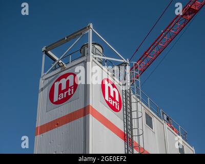 ALTSTETTEN-ZH, SWITZERLAND - FEBRUARY 20, 2020: Marti Holding, headquartered in Moosseedorf, is an internationally active Swiss construction group, wo Stock Photo