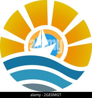 Sailboat logo icon design vector illustration template Stock Vector
