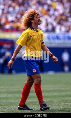 Carlos Valderrama playing for Colombia Stock Photo