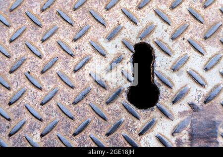 Dirty old iron texture on the floor. City of Cachoeira, Bahia, Brazil. Stock Photo