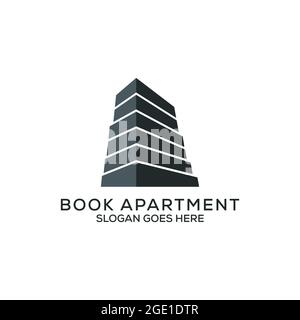 Book apartment logo design,monogram building vector, can be used as symbols, brand identity, company logo, icons, or others. Stock Vector