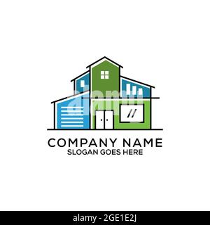Flat design real estate logo vector, modern house agency logo, can be used as symbols, brand identity, company logo, icons, or others. Stock Vector