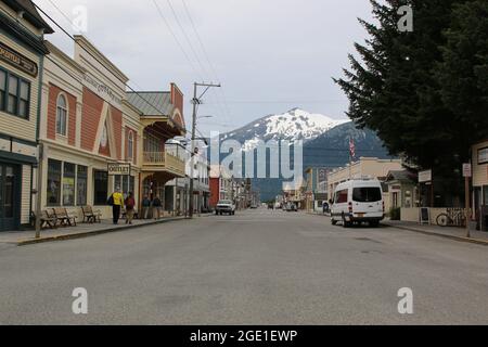 Historic Skagway and various buildings in town Stock Photo