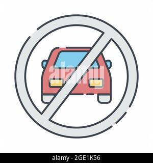 Vector Graphic of No Parking - Line Cut Style - simple illustration. Editable stroke. Design template vector.outline style design.Vector graphic illus Stock Vector
