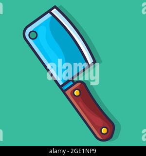 cleaver knife kitchen utensil  isolated cartoon vector illustration in flat style Stock Vector