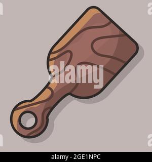 wood paddle cooking utensil isolated cartoon vector illustration in flat style Stock Vector