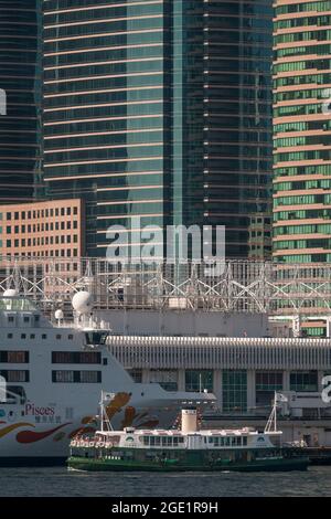 The 'Shining Star', a reproduction 3rd Generation Star Ferry, carries tourists on a pleasure cruise on Victoria Harbour, Hong Kong Stock Photo