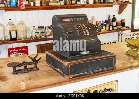 An Old National Cash Register in a early 20th century general store, Caboolture Queensland Australia. Stock Photo